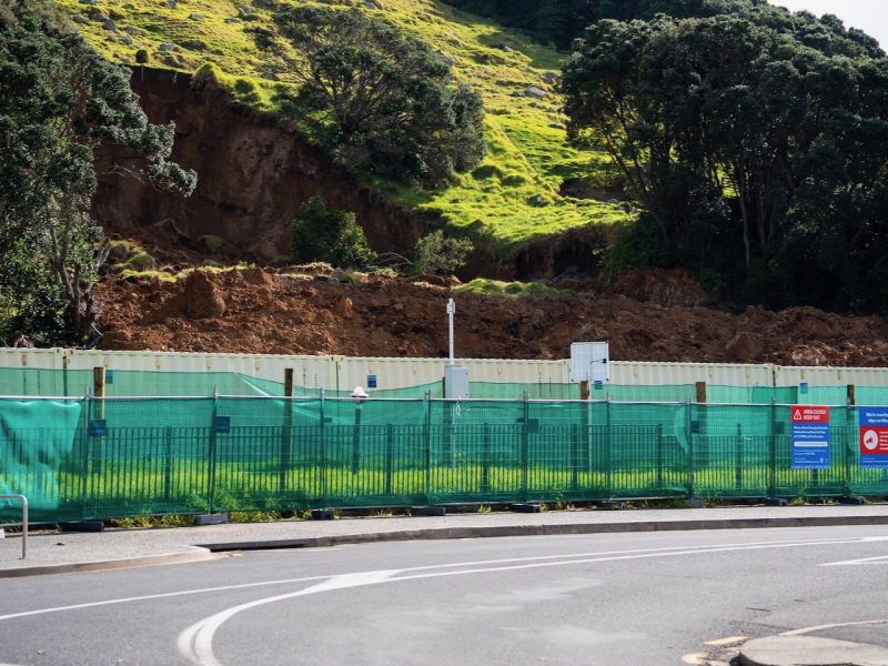 New Mauao slip on to holiday park forces road closure